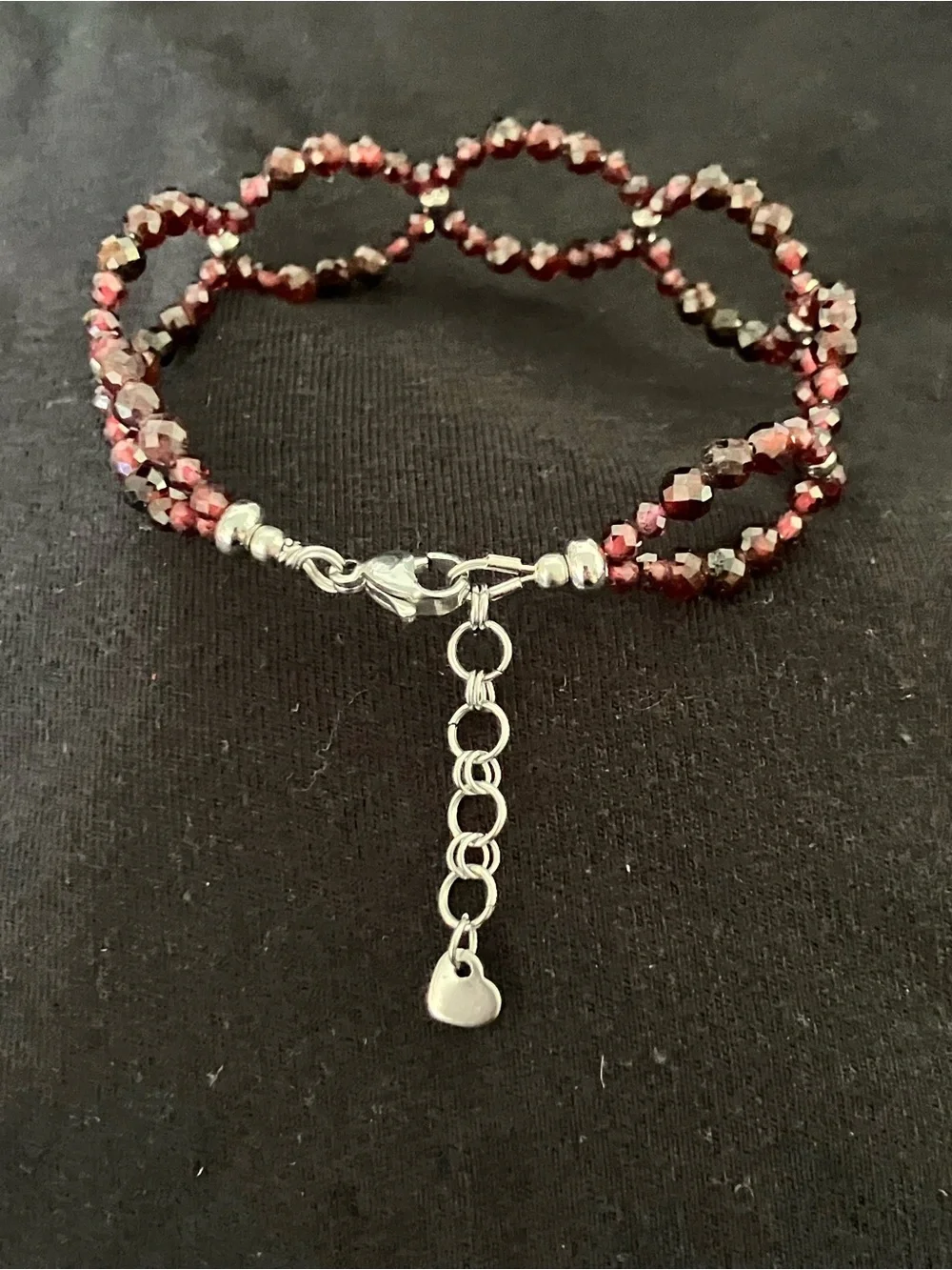 Infinity Wave Bracelet Handcrafted in Natural Garnet & Stainless Steel